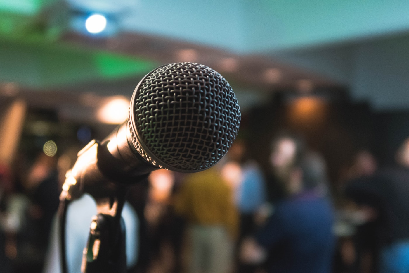 Conference speaker presenting to an engaged audience